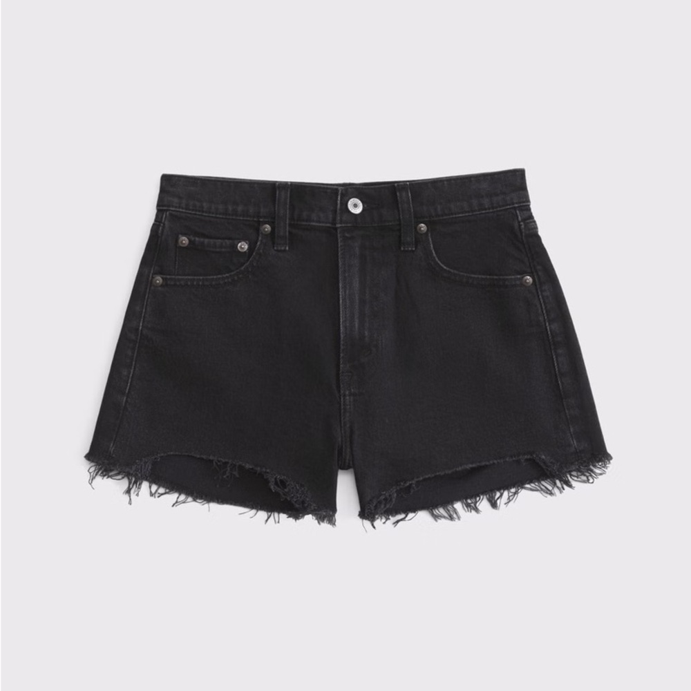 Abercrombie Black Denim High-Waisted Shorts